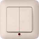 Schneider Electric Прима S56-039-SI Выключатель двухклавишный (6 А, индикация, IP20, в сборе, скрытая установка, желтый)