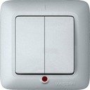 Schneider Electric Прима VS5U-217-B Выключатель двухклавишный (10 А, индикация, IP20, в сборе, скрытая установка, слоновая кость)