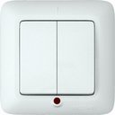 Schneider Electric Прима S56-039-BI Выключатель двухклавишный (6 А, индикация, IP20, в сборе, скрытая установка, белый)