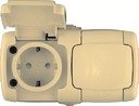 Schneider Electric Рондо RA16-227B-SI Розетка двойная с заземляющим контактом (16 А, IP44, в сборе, открытая установка, шторки, крышка, слоновая кость)