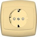 Schneider Electric Рондо RS16-121-SI Розетка одинарная с заземляющим контактом (16 А, IP20, в сборе, скрытая установка, шторки, слоновая кость)