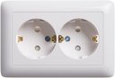 Schneider Electric Хит RS16-231-B Розетка двойная с заземляющим контактом (16 А, IP20, в сборе, скрытая установка, шторки, белая)