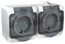 Schneider Electric Этюд PA16-244B Розетка двойная с заземляющим контактом (16 А, IP20, в сборе, открытая установка, шторки, крышка, белая)