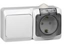 Schneider Electric Этюд BPA16-246B Блок комбинированный (1 кл.+1 роз., 16 А, в сборе, открытая установка, з/к, шторки, крышка, IP44, белый)