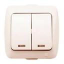 ABB Alsu 504-010300-203 Выключатель двухклавишный (10 А, подсветка, в сборе, скрытая установка, кремовый)