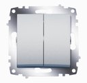 ABB Cosmo 619-011000-202 Выключатель двухклавишный (10 А, под рамку, с/у, алюминий)
