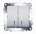 ABB Cosmo 619-011000-203 Выключатель двухклавишный (10 А, под рамку, подсветка, с/у, алюминий)