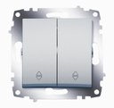 ABB Cosmo 619-011000-211 Переключатель двухклавишный (10 А, под рамку, с/у, алюминий)