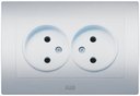 ABB Cosmo 632-011000-908 Розетка двойная (10 А, в сборе, с/у, без з/к, алюминий)