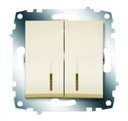 ABB Cosmo 619-010300-203 Выключатель двухклавишный (10 А, под рамку, подсветка, с/у, кремовый)