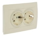ABB Cosmo 632-010300-907 Розетка двойная (16 А, в сборе, с/у, з/к, кремовый)