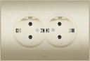 ABB Cosmo 632-011400-907 Розетка двойная (16 А, в сборе, с/у, з/к, титан)