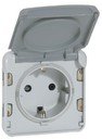 Legrand Plexo 069570 Розетка с заземляющим контактом (16 А, IP55, под рамку, скрытая установка, крышка, серая)