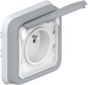 Legrand Plexo 069831 Розетка с заземляющим контактом (16 А, IP55, франц. стандарт, в сборе, скрытая установка, шторки, крышка, серая)