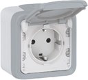 Legrand Plexo 069733 Розетка с заземляющим контактом (16 А, в сборе, открытая установка, крышка, серая)