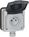 Legrand Plexo 090466 Розетка с заземляющим контактом (16 А, IP66, в сборе, открытая установка, шторки, крышка, серая)