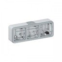Legrand Plexo 069680 Установочная коробка тройная (горизонтальная, серая)