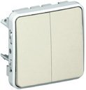 Legrand Plexo 069625 Переключатель двухклавишный проходной (10 А, под рамку, с/у, белый)