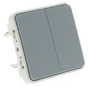 Legrand Plexo 069525 Переключатель двухклавишный проходной (10 А, под рамку, с/у, серый)