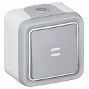 Legrand Plexo 069713 Переключатель однополюсный проходной (10 А, подсветка, в сборе, открытая установка, серый)