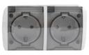 ABB Eva 554-011500-938 Розетка двойная (10 А, IP54, в сборе, крышка, о/у, з/к, серый)