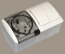 ABB Eva 554-011500-922 Блок комбинированный горизонтальный (2 кл.+1 роз., IP54, в сборе, открытая установка, з/к, крышка, белый)