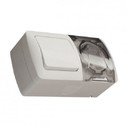 ABB Eva 554-011500-920 Блок комбинированный горизонтальный (1 кл.+1 роз., IP54, в сборе, открытая установка, з/к, крышка, белый)