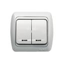 ABB Tuna 502-010202-203 Выключатель двухклавишный (10 А, в сборе, подсветка, с/у, белый)