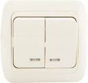 ABB Tuna 502-010303-203 Выключатель двухклавишный (10 А, в сборе, подсветка, с/у, кремовый)