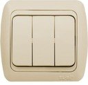 ABB Tuna 502-010303-254 Выключатель трехклавишный (10 А, в сборе, с/у, кремовый)