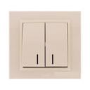 ABB Zena 609-010300-203 Выключатель двухклавишный (10 А, под рамку, подсветка, с/у, кремовый)