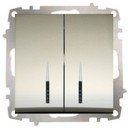 ABB Zena 609-011400-203 Выключатель двухклавишный (10 А, под рамку, подсветка, с/у, титан)