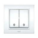 ABB Zena 500-010200-211 Выключатель двухклавишный (10 А, в сборе, проходная, с/у, белый)