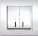ABB Zena 500-010200-203 Выключатель двухклавишный (10 А, в сборе, подсветка, с/у, белый)