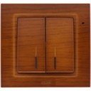 ABB Zena 500-012800-203 Выключатель двухклавишный (10 А, в сборе, подсветка, с/у, вишня)