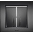 ABB Zena 500-011100-203 Выключатель двухклавишный (10 А, в сборе, подсветка, с/у, дымчатый)
