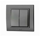 ABB Zena 500-011100-202 Выключатель двухклавишный (10 А, в сборе, с/у, дымчатый)