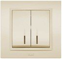 ABB Zena 500-010300-203 Выключатель двухклавишный (10 А, в сборе, подсветка, с/у, кремовый)