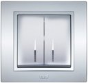 ABB Zena 500-011000-203 Выключатель двухклавишный (10 А, в сборе, подсветка, с/у, серый)