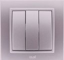ABB Zena 500-011000-254 Выключатель трехклавишный (10 А, в сборе, с/у, серый)