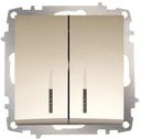 ABB Zena 500-011400-203 Выключатель двухклавишный (10 А, в сборе, подсветка, с/у, титан)