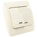 ABB Zirve 501-010303-203 Выключатель двухклавишный (10 А, в сборе, подсветка, с/у, кремовый)