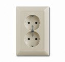 ABB Zirve 501-001010-908 Розетка двойная (10 А, в сборе, с/у, без з/к, платина)