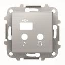 ABB Sky Niessen 2CLA856830A1401 Крышка розетки телекоммуникационной (2х3.5 Jack + USB, нержавеющая сталь)