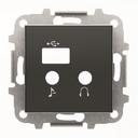 ABB Sky Niessen 2CLA856830A1501 Крышка розетки телекоммуникационной (2х3.5 Jack + USB, черная)