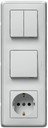 Legrand Cariva 773644 Блок комбинированный вертикальный (1 кл/2 кл и 1 роз с/з, 10+16 А, в сборе, с/у, белый)