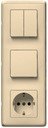 Legrand Cariva 773744 Блок комбинированный вертикальный (1 кл/2 кл и 1 роз с/з, 10+16 А, в сборе, с/у, слоновая кость)