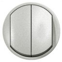 Legrand Celiane 696943 Переключатель двухклавишный (10 А, IP21, в сборе, с/у, титан)