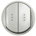 Legrand Celiane 696950 Переключатель двухклавишный (10 А, IP21, подсветка, в сборе, с/у, титан)