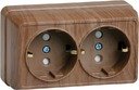 IEK ERO24-K04-16-DC РСш22-3-ОД Розетка 2местн. с з/к с защ.штор. 16А откр.уст. ОКТАВА (дуб)